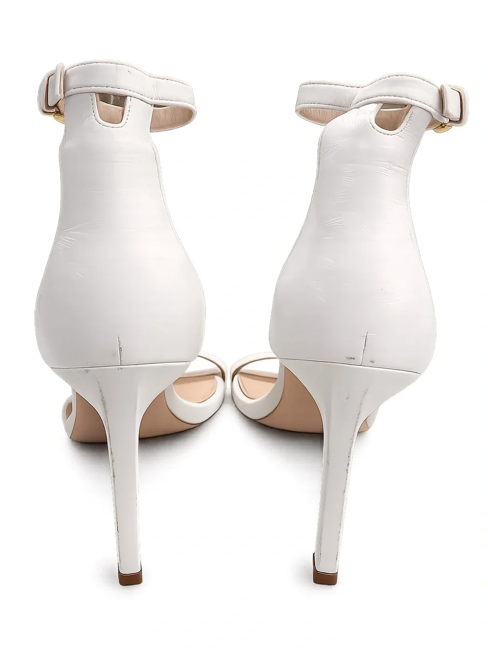 Stuart Weitzman White Leather Ankle Strap Heels – Size 8.5